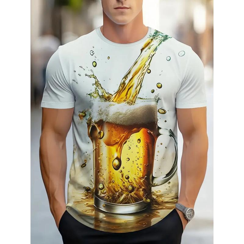 T-shirt da uomo a maniche corte con girocollo e stampa 3D, taglie forti, T-shirt casual estiva