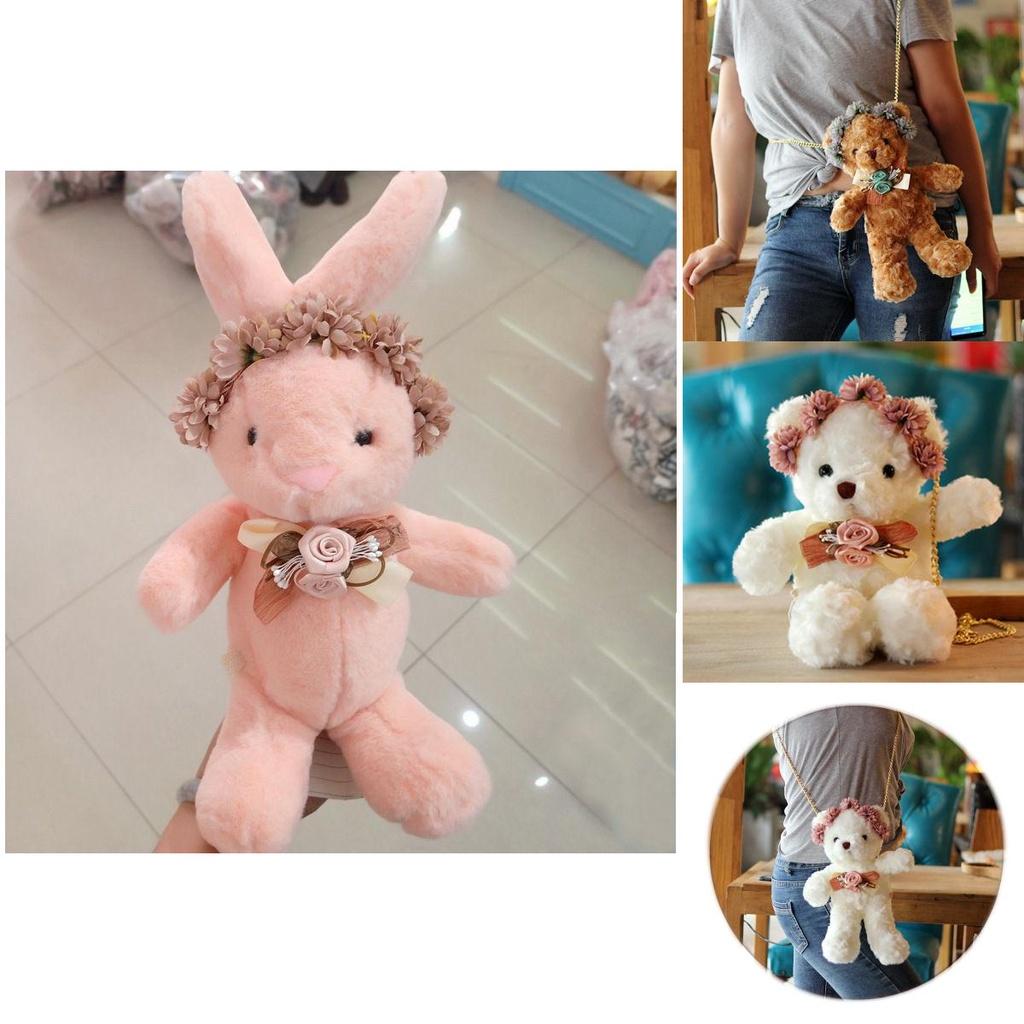 Bolsa de Ombro Fofa de Animal de Pelúcia 3D para Mulheres e Meninas