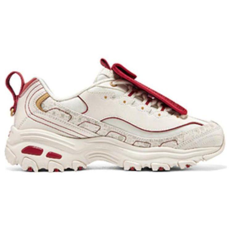 Skechers 1.0 Scarpe Busta Rossa Tessuto Decorazione Rossa Anno del Coniglio CNY Edizione Limitata Scarpe da Ginnastica Basse Scarpe da Papà Sneaker Donna Beige 800008-WRD