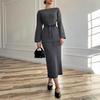 2025 Autumn Women's Round Neck Long Sleeve Knit Dress