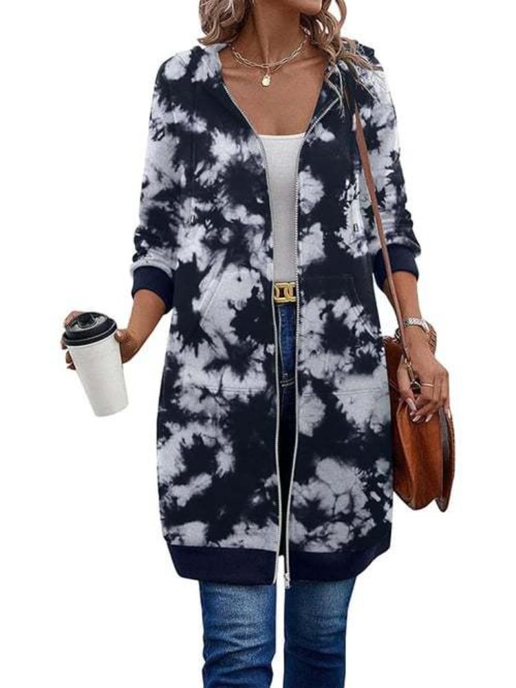 Women's Hooded Long Zip-Up Coat In 15 Colors