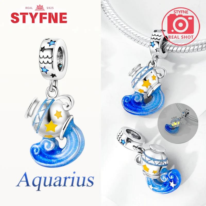 

925 Silver Luminous Constellations Scorpio Aries Cancer Pendant Charms Bead Fit Bracelet DIY Jewelry for Women Gifts