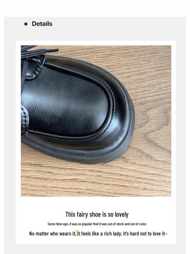 Women's Thick-Soled British-Style Leather Loafers: Spring/Autumn, Round-Toe, Lace-Up, JK Japanese-Inspired, Versatile Chunky Heel