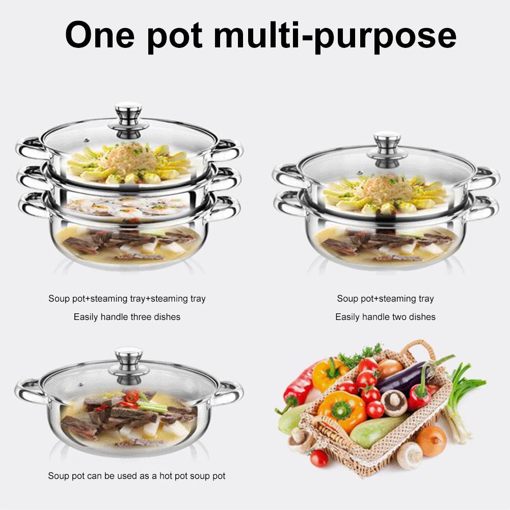3 Tier Steamer Pot for Cooking with Lid Stainless Steel Steamer Cooker Steamer Pot Sets Food Steamer for Vegetables Seafood Soup
