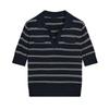 MD Summer New Arrival Women's Clothing Old Money Style Cotton Polo Shirt Collar Stripes Knitwear 5782800 5781800