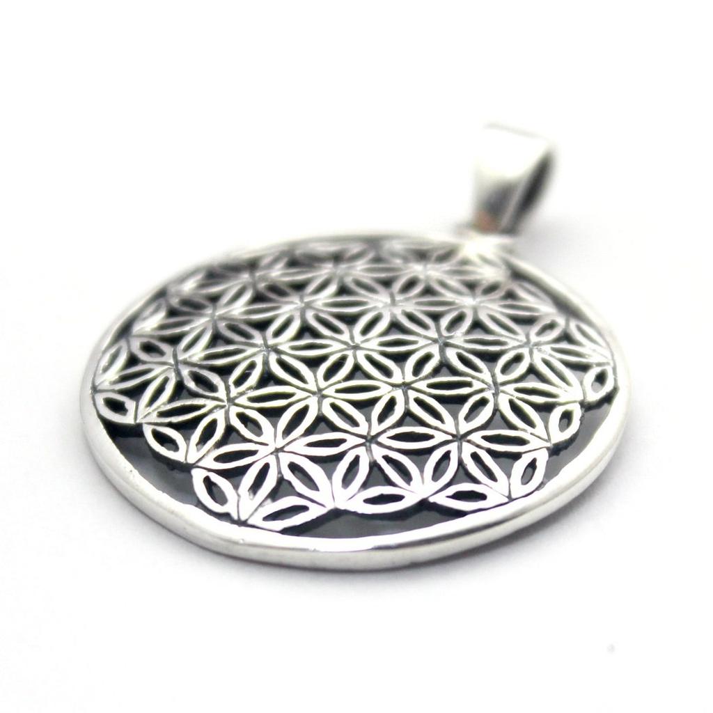 [World Accessories Carmelo] Flower of Life Pendant Top, Divine Geometry, Flower of Life, Sterling Silver 925