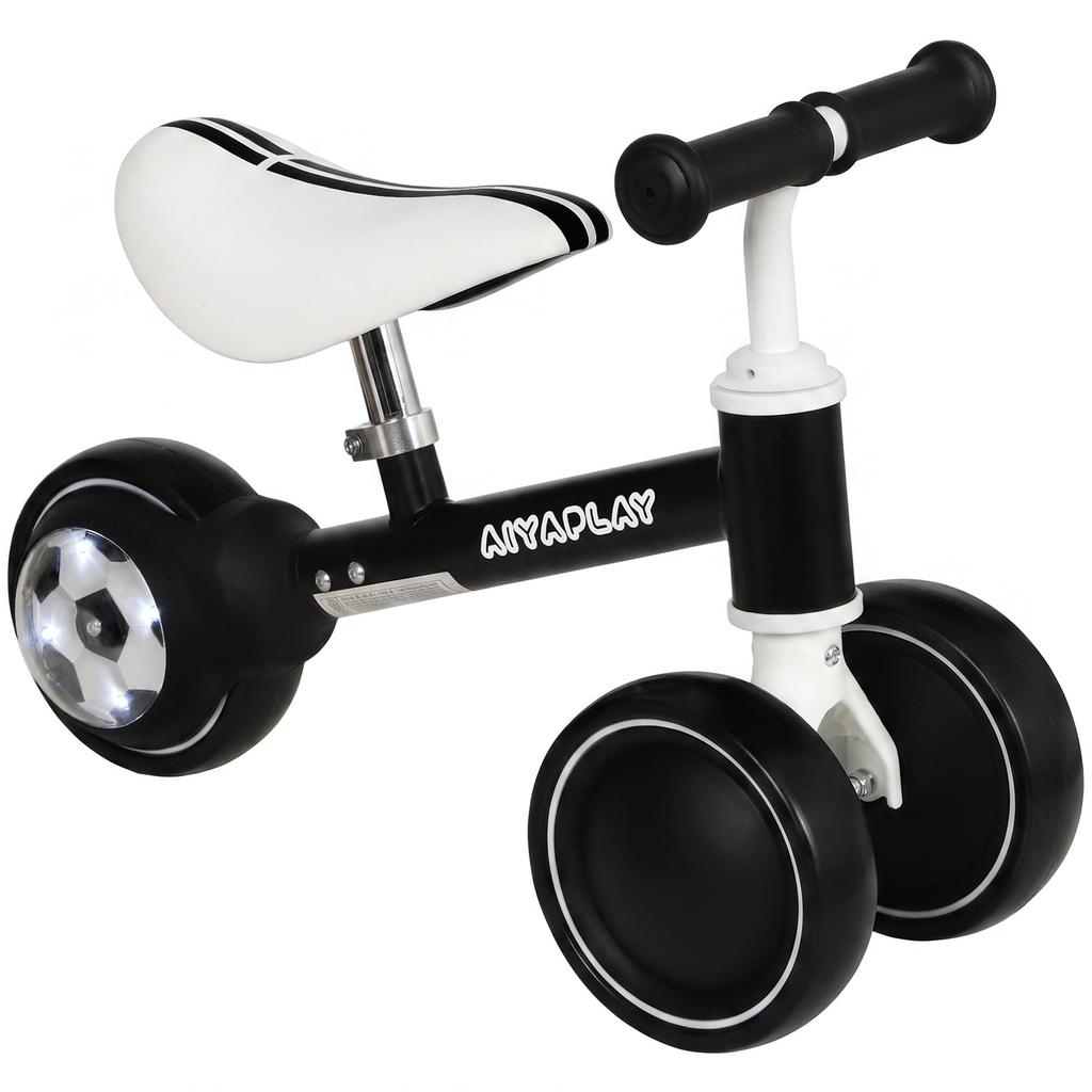 Balance Bike for Kids 1-2 Years, Toddler Bike with Adjustable Seat and Lighting Rear Wheels for Boys and Girls, Black