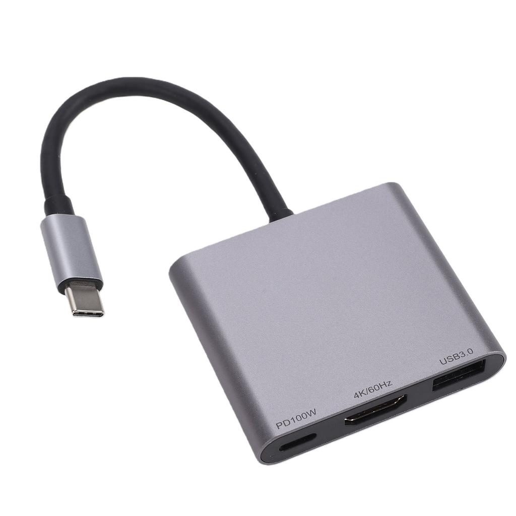 Hub USB C 3 em 1 Adequado para Óculos AR XREAL One Adaptador Multiportas Estação de Docking Suporta Carregamento Rápido PD 100W 4K 60Hz