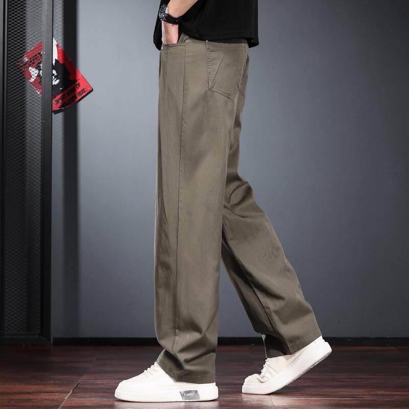 Jie Leinuo Men's Casual Wide-Leg Straight Trousers