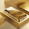 Gold-plated tempered glass phone case, compatible Galaxy S26, S25, S24, S23, and S22 Ultra Plus. Gold textured pattern.