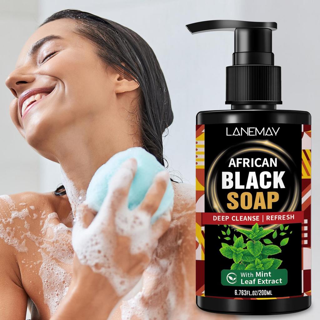 African Black Soap Body Wash 200ml -Deep Moisturizing & Nourishing Body Skin, Even Skin Tone – Lightweight Formula Suitable for All Skin Types
