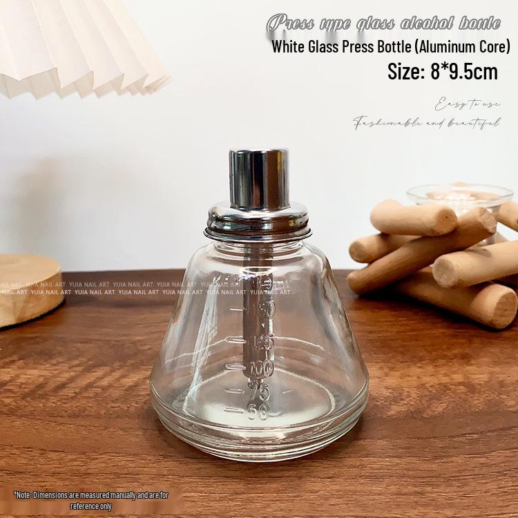 Press-Type 180ml Glass Alcohol Bottle for Nail Art - Nail Polish Remover Container, Trendy Nail Art Tool