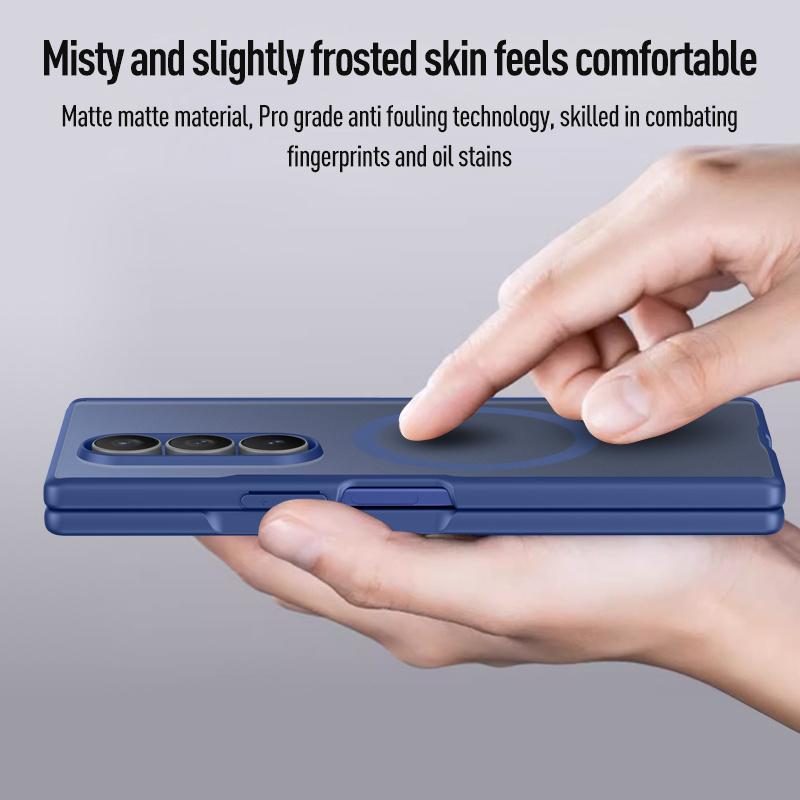 For Samsung Galaxy Z Fold7 Screen Protect Film Magnetic Electroplated Matte Phone Case For Magsafe Middle Hinge Shockproof Cover