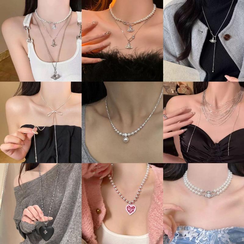 Pearl Broken Silver Necklace Women's Light Luxury Niche High Sense Internet Celebrity Collarbone Chain Gentle Temperament Versatile Neck Chain