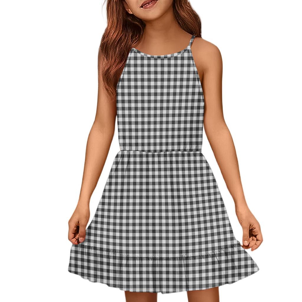 Kinder Sommer Freizeitmode Rundhals Einfarbig Ärmelloses Kleid