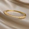 Shiny Geometric Micro Inlaid Rhinestone Stacked Bracelet for Women Delicate Gold Plated Copper Cuff Bangle Jewelry Gifts