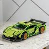 Green Supercar Building Blocks, Technic Racing Model with Gold Wheels, DIY Assembly Bricks, STEM Toy