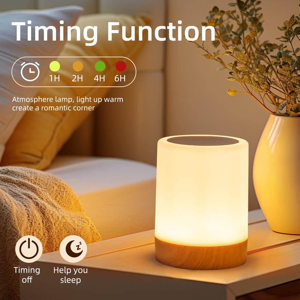 RGB Touch Bedside Lamp Rechargeable – 16 Colors Dimmable LED Night Light for Kids Bedroom Portable Desk Table Lamp Birthday Gi