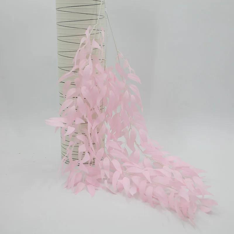 5Pc Artificial Willow Leaf Plant Rattan Wall Hanging Decoration Wedding Ceiling Background Fake Plants Vine Home Christmas Decor