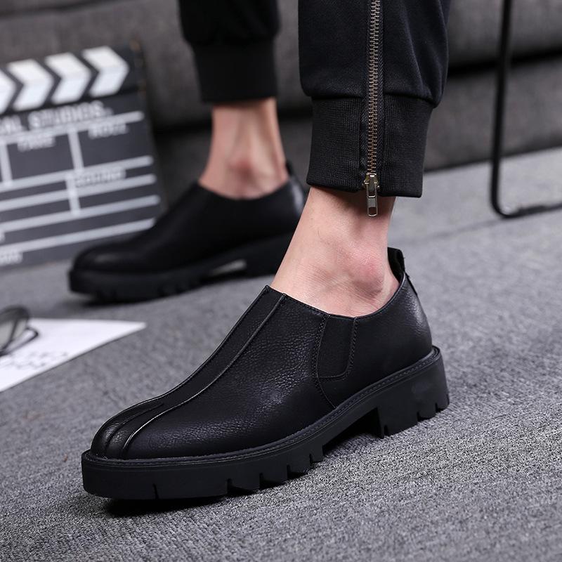 

Low-top foot leather shoes simple versatile casual low-top shoes men s business casual shoes leather shoes 38 чёрный