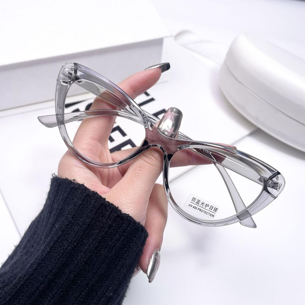New Women Flat Mirror Glasses Frame Cat Eye Fashion Personalized Computer Spectacle Eyeglasses Frame Anti Blue Light Eyewear