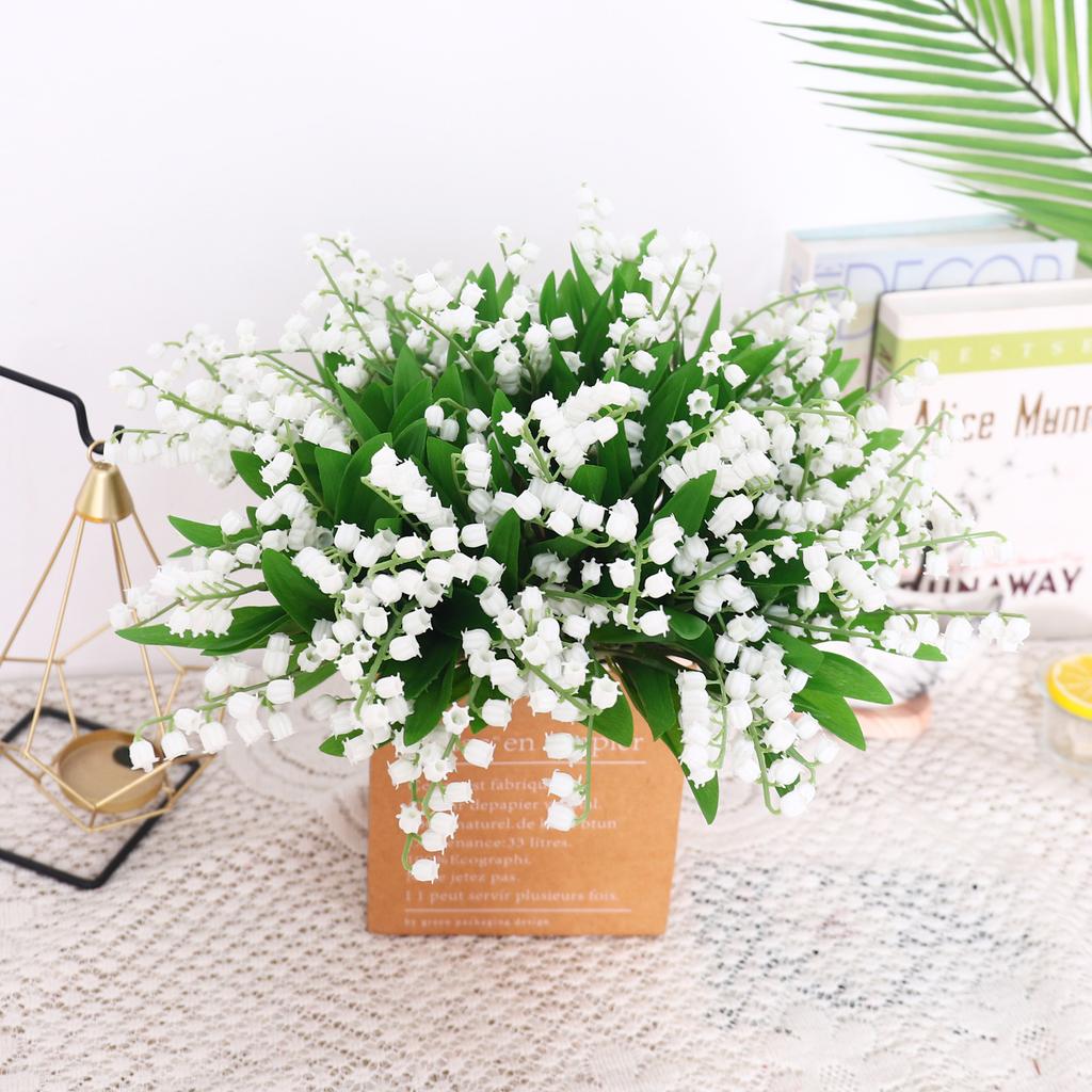 Lily of The Valley Plastic Flowers Wedding Bouquet Garden Artificial Bellflower Home Vase Table Party DIY Room Decor Arrangement