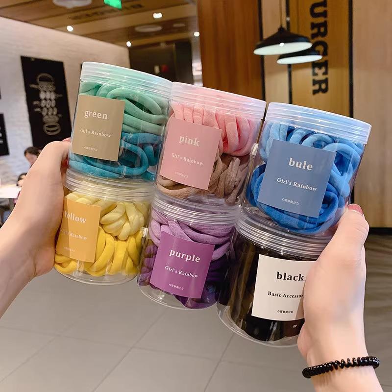 50-Pack Japanese-Style Hair Ties: Simple Rubber Bands & Bun Accessories for Women