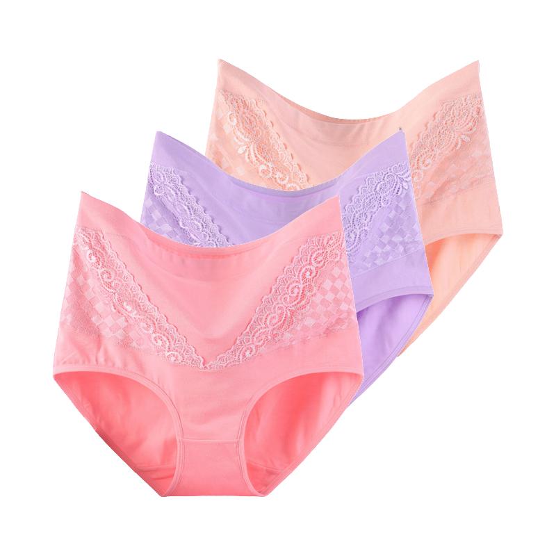 3 Pieces Plus Size Briefs Women's Lingerie Cotton Undies Underwear Breathable Panties Underpants L XL 2XL 3XL 4XL Fit 40-100kg