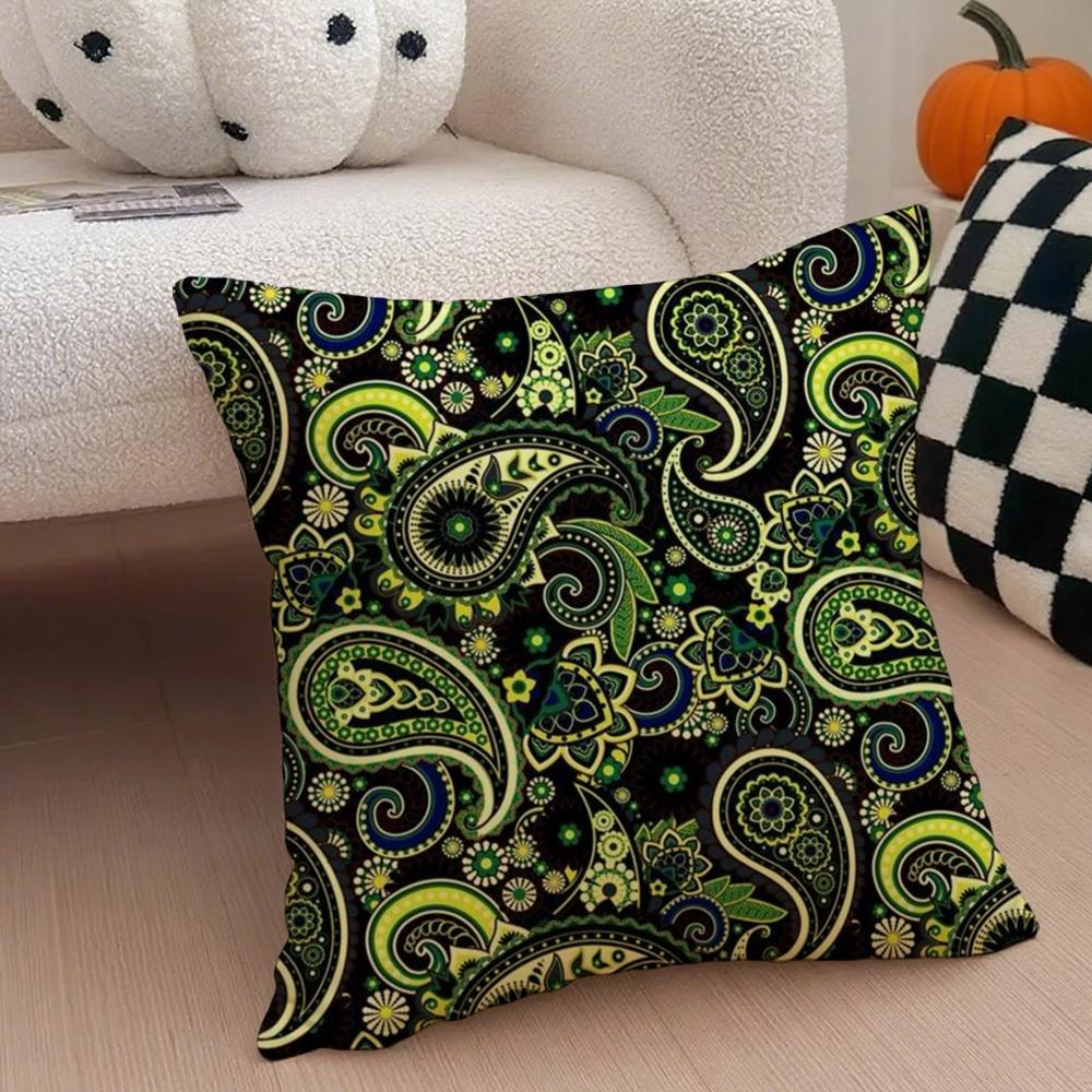 Painted Design P-Paisleys Cushion Cover Throw Pillow Cover Hidden Button Durable Polyester Chair Cushion