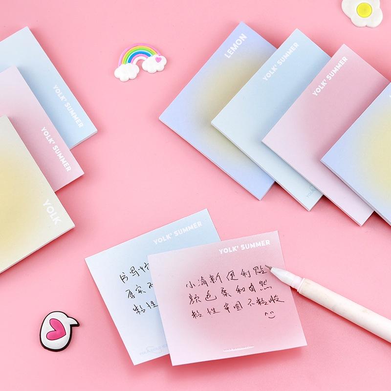 50 Sheets Creative Gradient Colorful Sticky Notes Can Be Pasted Handbook Memo Pad Set Student Notepad Guestbook