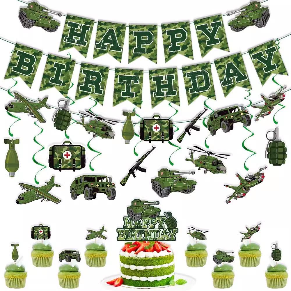 Camouflage Military Birthday Party Banner - Boys Birthday Decorations