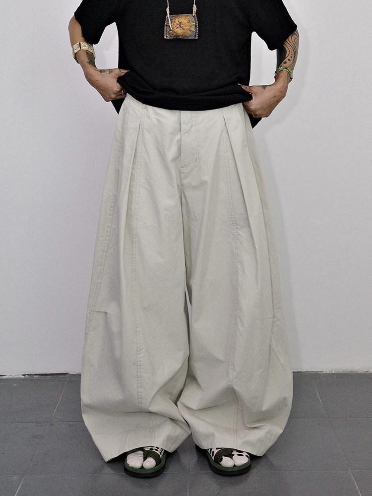 Gollum, autumn men's and women's wide-leg trousers, neutral wind loose silhouette tooling, three-dimensional scimitar balloon trousers