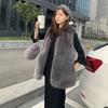 Winter medium and long imitation fox fur vest thermal vest women's vest fluffy coat