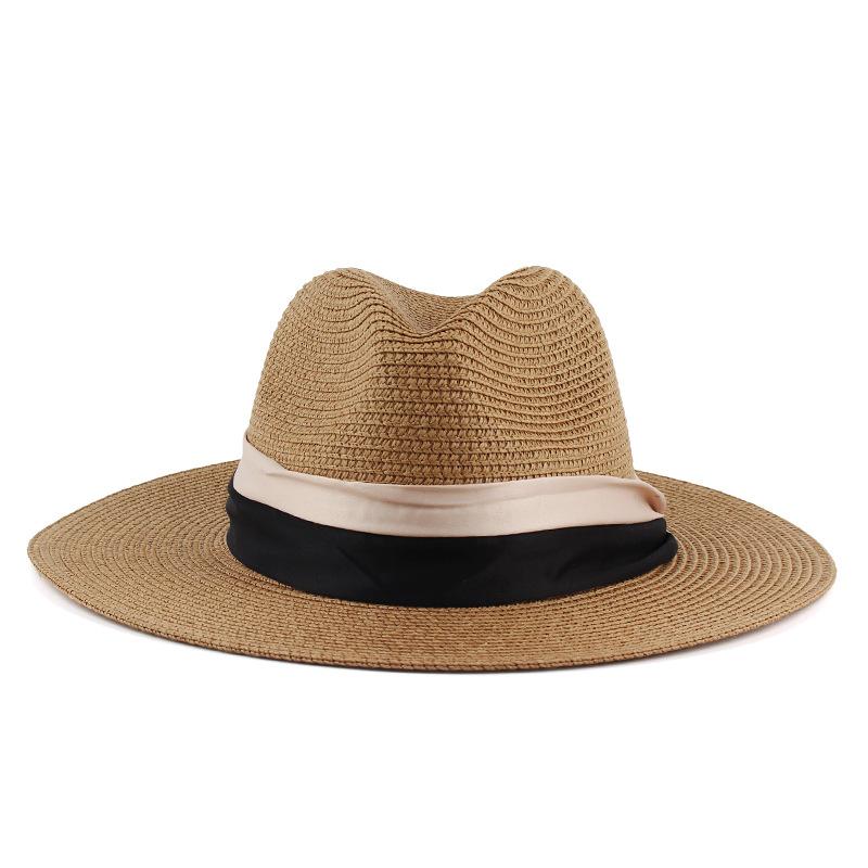 Spring and summer new women's fashion British top hat Panama straw hat outdoor travel sun hat Beach sun hat