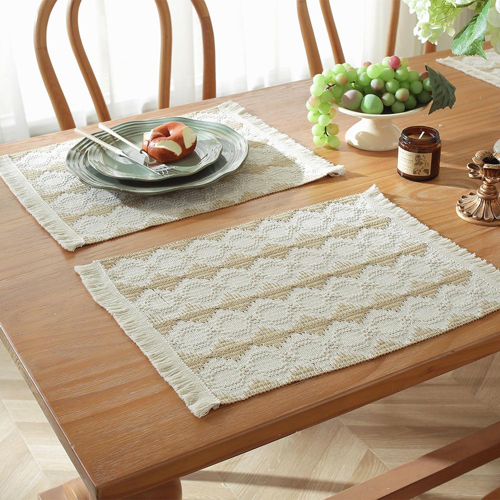 Nordic cotton and linen table flag modern simple light luxury high-end dining table mat festival tableware mat woven color matching spot