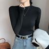 Spring Autumn Women's New Spliced Pullovers Half High Collar Fashion Solid Color Slimming Minimalist Casual Long Sleeve Top