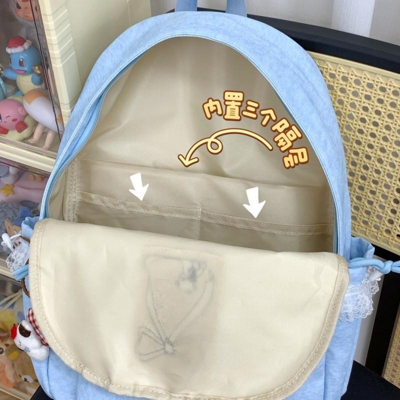 Schoolbag soft fufu gentle wind girl lace bow backpack female college student Korean wear summer travel small schoolbag