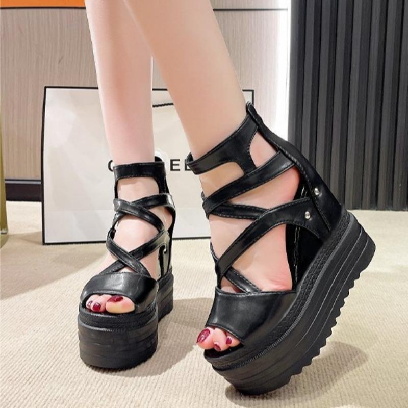 Super High Heel Women Sandals 13cm Inner Height Increase Wedge Sandals for Women Peep-toe Platform High Heeled Sandals Sandalias
