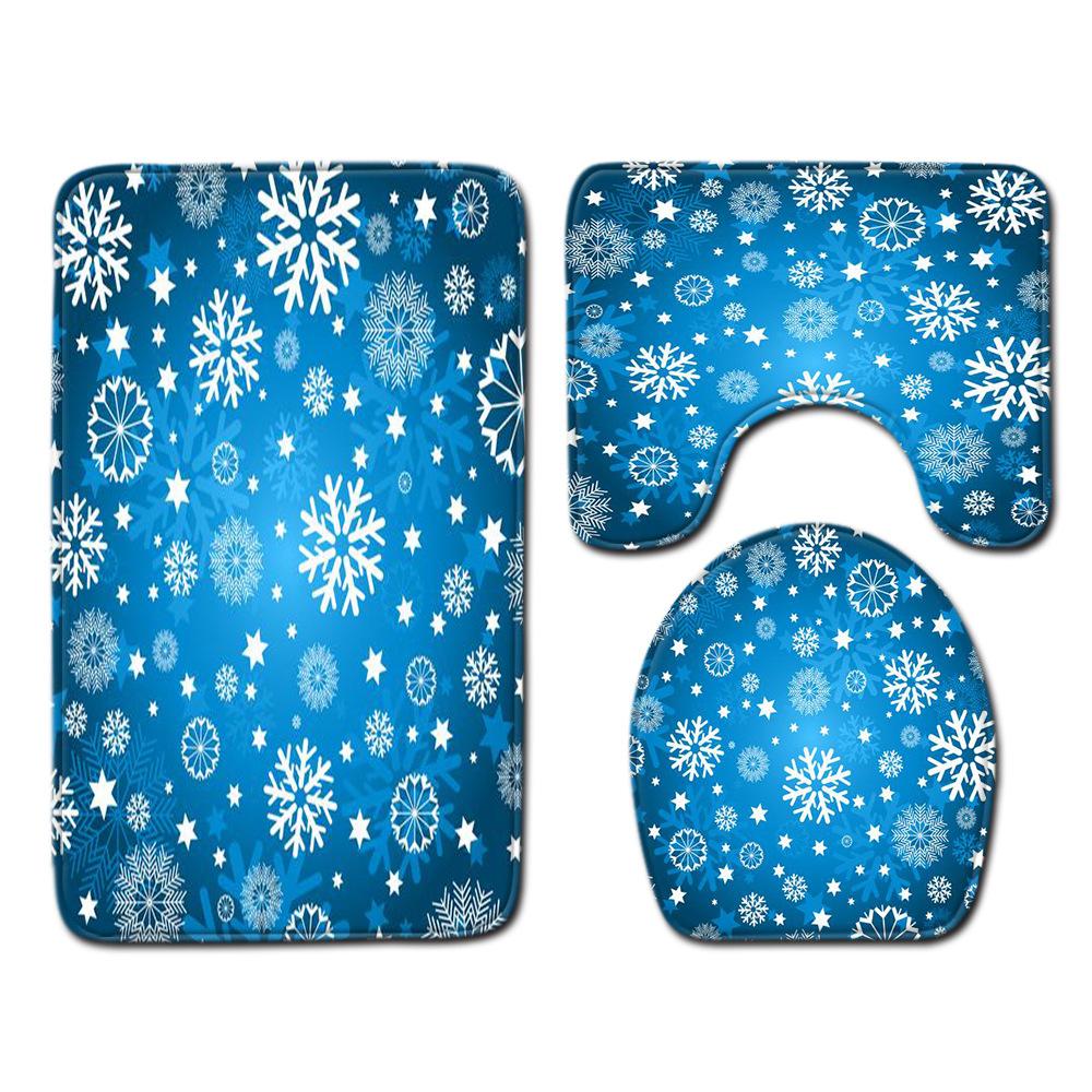 Christmas Bathroom Floor Mat Toilet Three-Piece Set