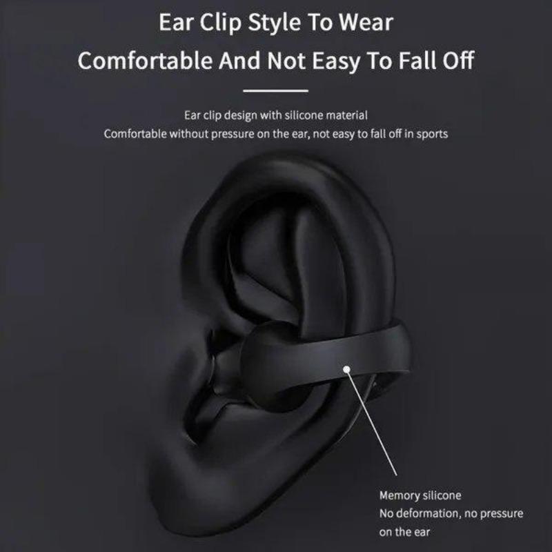 1Pair Wireless Ear Clip Bone Conduction Headphones Bluetooth Wireless Clip On Open Ear Headphones Earbuds Earclip Bone Conduction Earbuds Head Set