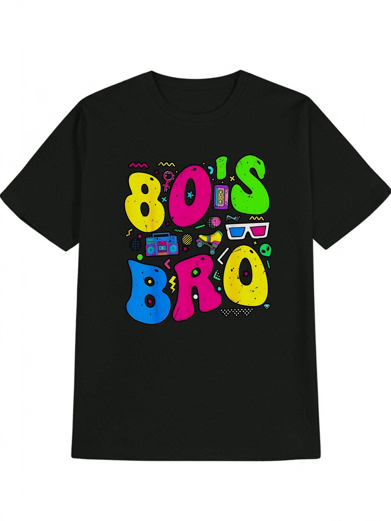 Retro 80s Radio & 3D Glasses Graphic T-shirt - Vibrant 80 S Bro Print S