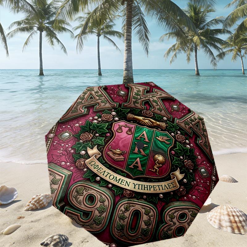 Alpha Kappa Alpha Print Umbrella Automatic Opening/ Closing - Portable Foldable Design - Daily use for Travel/Outdoor - Gift for Birthday