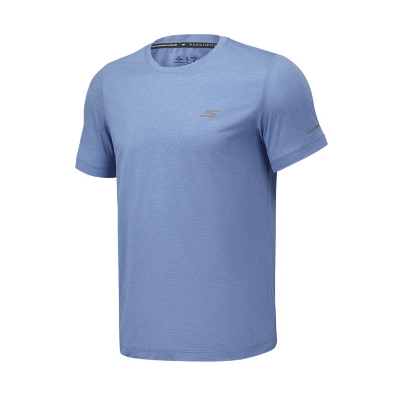 Skechers GODRI SS25 Quick-Dry Breathable Round Neck Short Sleeve T-Shirt Men tops Achilles-Blue P225M219-030P S