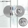 1 Set Double Open Glass Door Lock Stainless Steel Double Bolt Sliding Door Lock Office Glass Door Security Lock Home Hardware