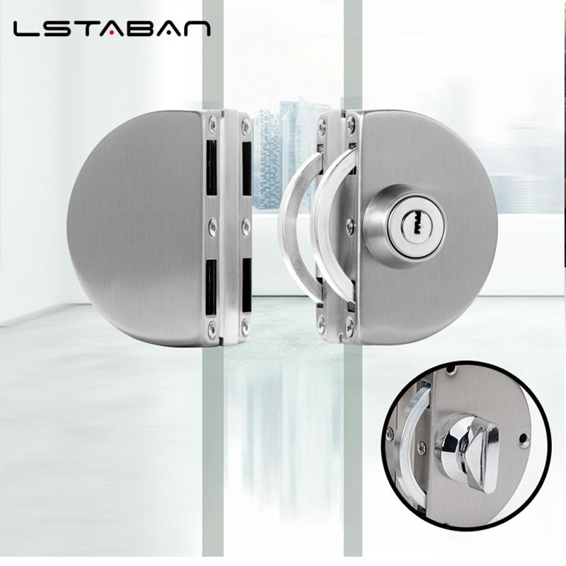 1 Set Double Open Glass Door Lock Stainless Steel Double Bolt Sliding Door Lock Office Glass Door Security Lock Home Hardware