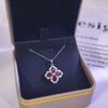 S925 pure silver clover jewelry with brushed craftsmanship, gemstone necklace, ring, earring, fashionable and luxurious women's gift, high-end jewelry