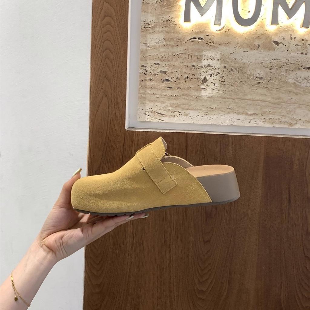 Inner height increase single shoe bag head half slippers women's shoes outer wear 2025 summer vacation style retro Roman woven sandals