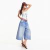 Pantaloni Capri in Denim Larghi Pieghettati Corti Estivi Vintage alla Moda per Donna Versatili Larghi Dritti Snellenti Casual Pantaloni Capri