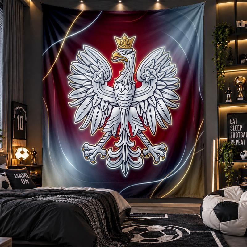 Wall Hanging Tapestry Poland Football Print Cloth for Living Room Bedroom Home Decor