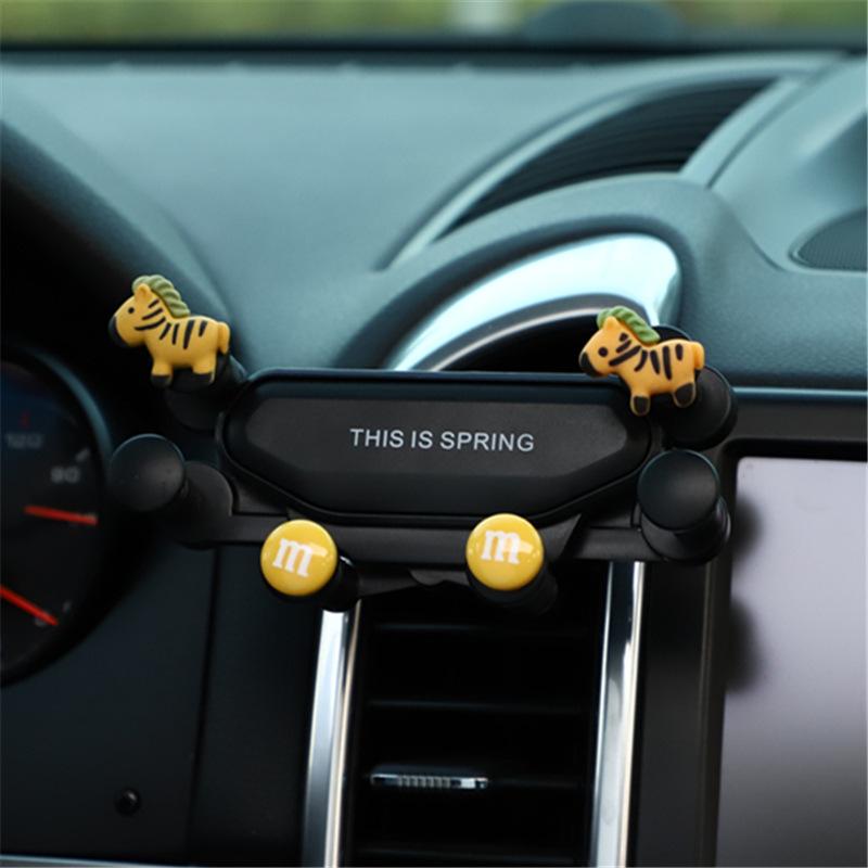 Soporte para teléfono móvil para coche de dibujos animados, soporte para teléfono móvil con gravedad de tendencia para coche lindo, soporte creativo para teléfono móvil telescópico para coche